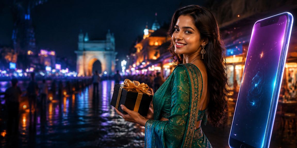 Mobile casino player in colorful saree at Mumbai enjoying nh52 VIP program